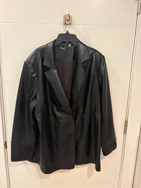 Chico's Black Leather Single-Button Blazer